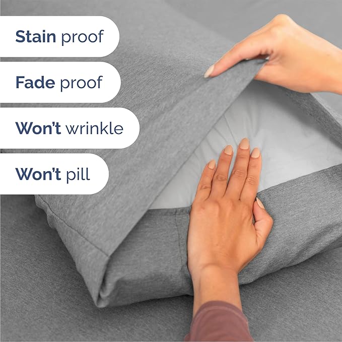 Queen Sheets Set 6 Piece - Includes 4 Pillowcases - Bed Sheets Queen Size - Soft Hotel Luxury Bedding - Cooling, Comfy & Breathable - 1 Flat & 1 Fitted & 4 Pillowcases w/ Deep Pockets - Heathered Grey