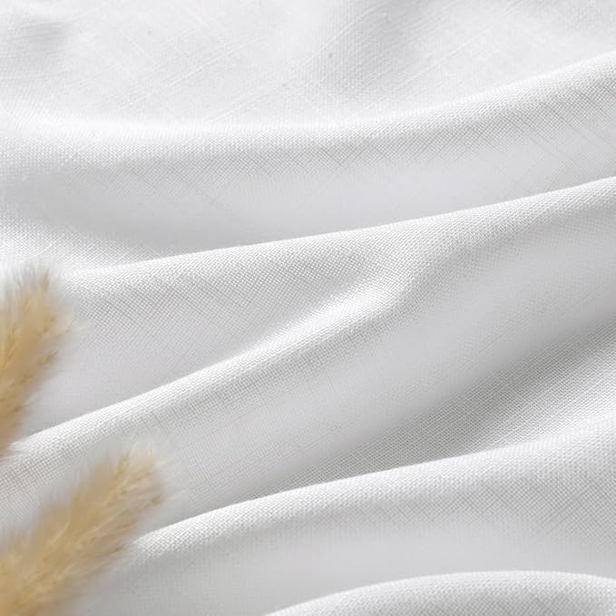 Linen White Curtains 120 Inches Long 2 Panels Set Back Tab Rod Pocket Semi - Image 5