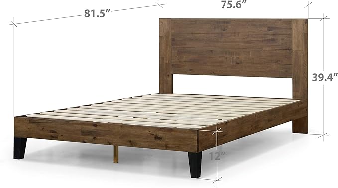 ZINUS Tonja Wood Platform Bed Frame with Headboard, Mattress Foundation with Wooden Slat Support, No Box Spring Needed, Easy Assembly, King