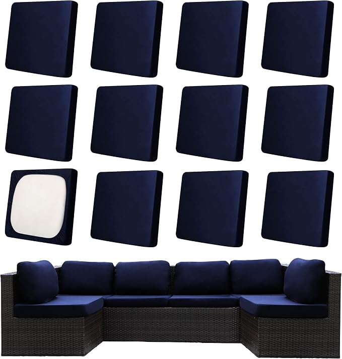 12Pcs Patio Cushion Covers, Outdoor Stretch Cushion Covers, Washable | Stretch by Unknown