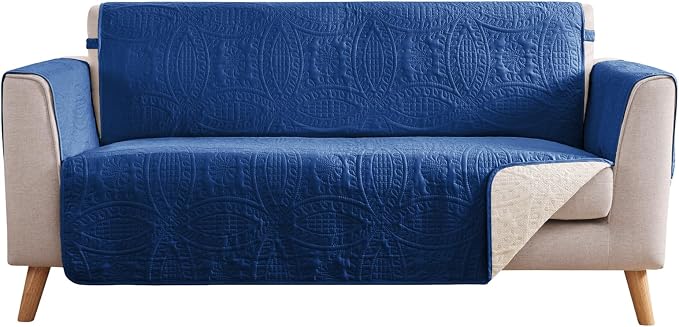 Blue Loveseat Covers for 2 Cushion Couch, Water-Repellent Sofa Slipcover for by Pamhaven