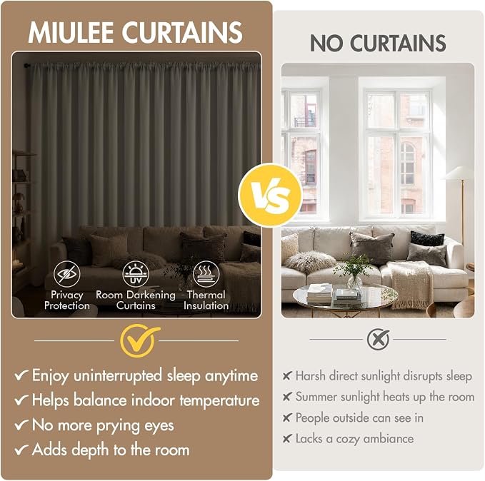 MIULEE Cobblestone Blackout Curtains 4 Panels Set 72 Inch Length Bedroom | - Image 6