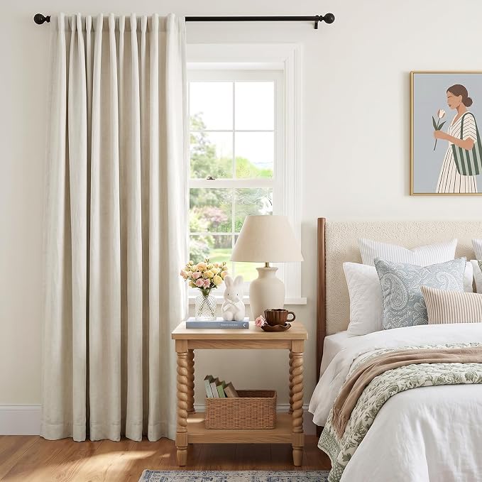 INOVADAY Extra Wide 100% Blackout Linen Curtains - Image 6