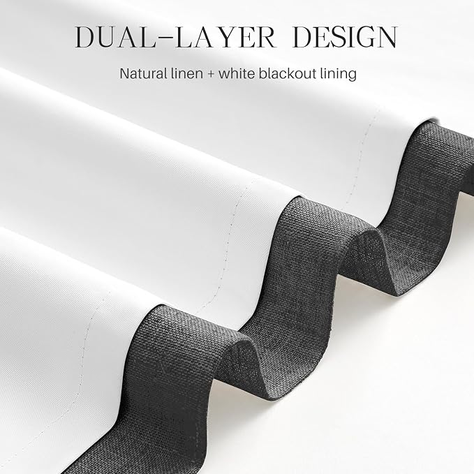 Pinch Pleated Linen Curtains 100% Blackout 63 Inches Long - Image 5