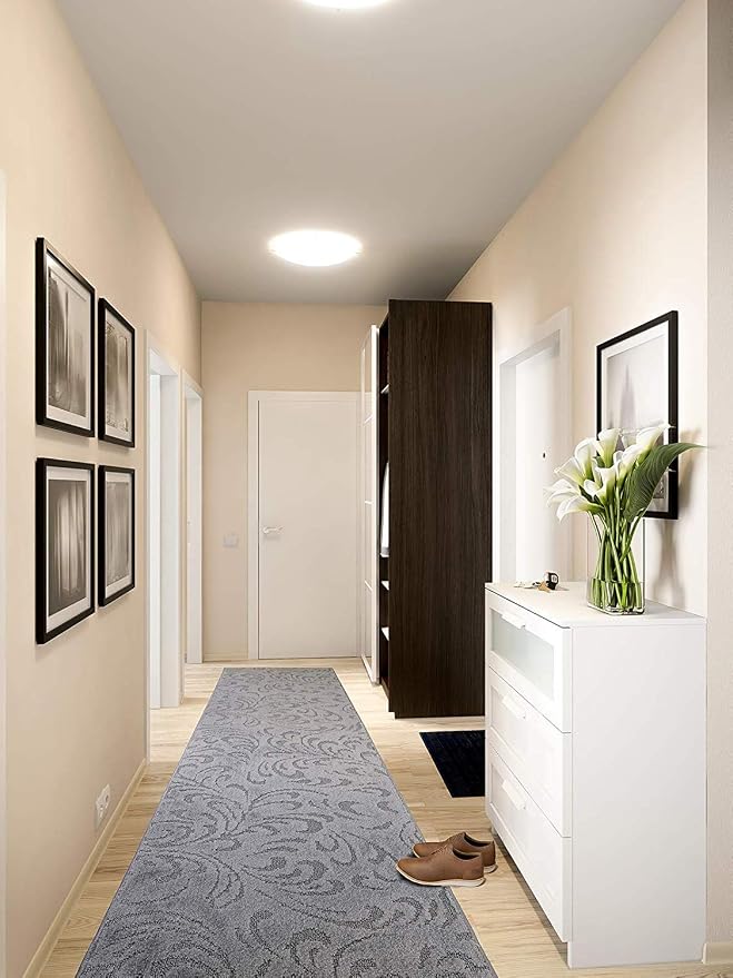 Custom Length Hallway Runner Rug, Slip Resistant, Floral Grey, 26 Inch X 33 feet - Image 3