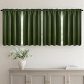 MIULEE 4-Panel 36 Inch Blackout Kitchen Tier Curtains Over Sink Olive Green | by MIULEE