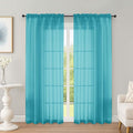 Turquoise Sheer Curtains 72 Inches Long 2 Panels Set, Transparent Voile Sheer by OWENIE