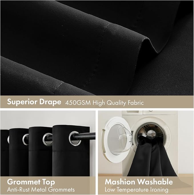 MIULEE Black 100% Blackout Curtains - Image 7