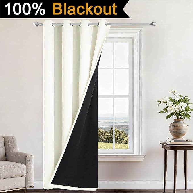 Yakamok Cream Blackout Curtains 96 Inches Long - Image 2