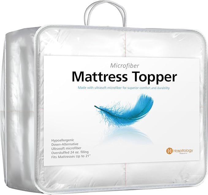 HOSPITOLOGY PRODUCTS Hypoallergenic Mattress Cover- Overstuffed - Deep Pocket - Goose Down Alternative Pillow Top Mattress Topper Full - 54" W x 75" L