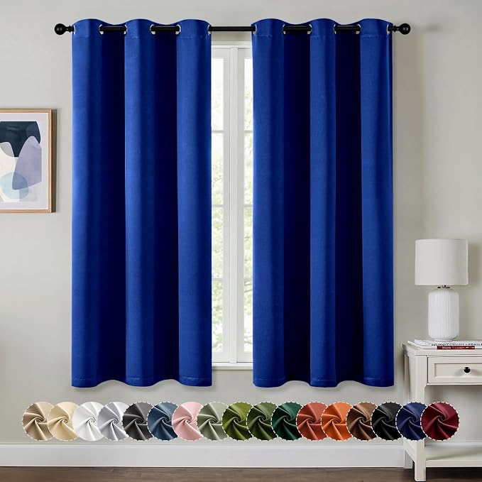 MIULEE Blackout Curtains for Bedroom 2 Panels 40 x 45 Inch Long Royal Blue | by MIULEE
