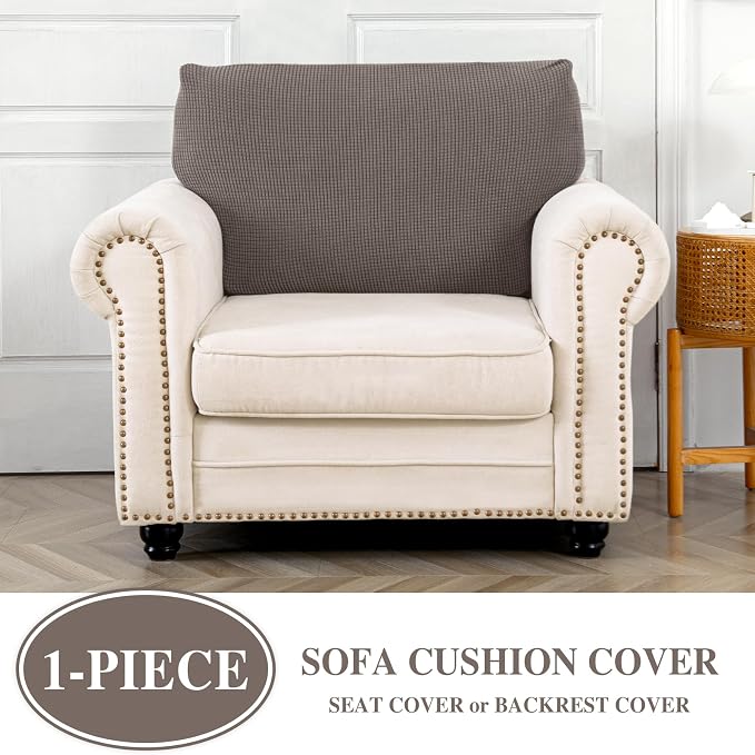 LA MEACK Couch Cushion Cover Seat Cushion Cover Stretch Armchair Cover Separate - Image 3