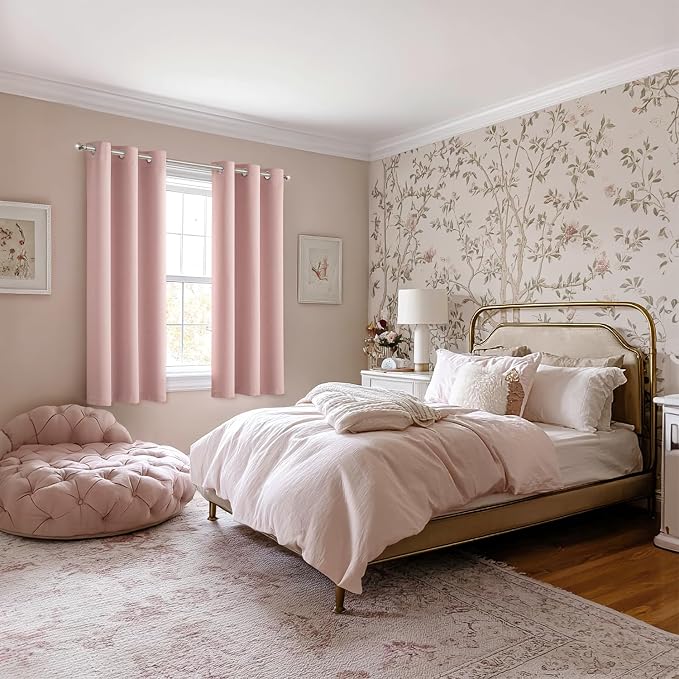 MIULEE Blackout Curtains for Bedroom 2 Panels 40 x 63 Inch Long Pink | Thermal - Image 6