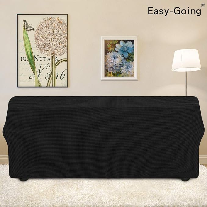 Easy-Going Stretch 4 Seater Oversized Sofa Couch Cover Black | 1-Piece Extra - Image 3