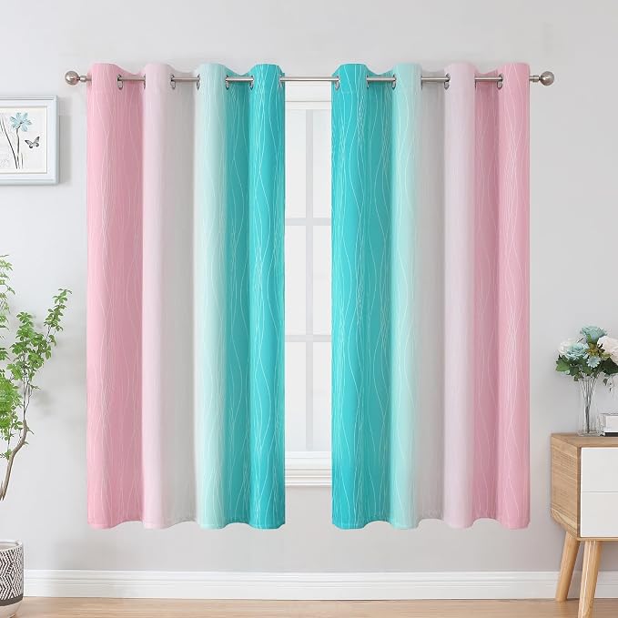 Pink and Teal Ombre Blackout Curtains - Image 2