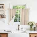Full Blackout Linen Kitchen Window Curtains 36 Inches 2 Panels | Window Curtains by LAMIT