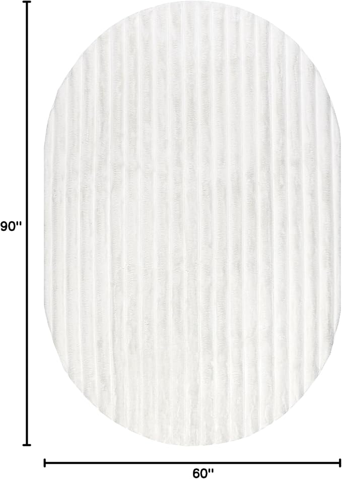nuLOOM Kai Off White Striped Washable Area Rug, Oval 5' x 8' | Nuloom Kai - Image 2