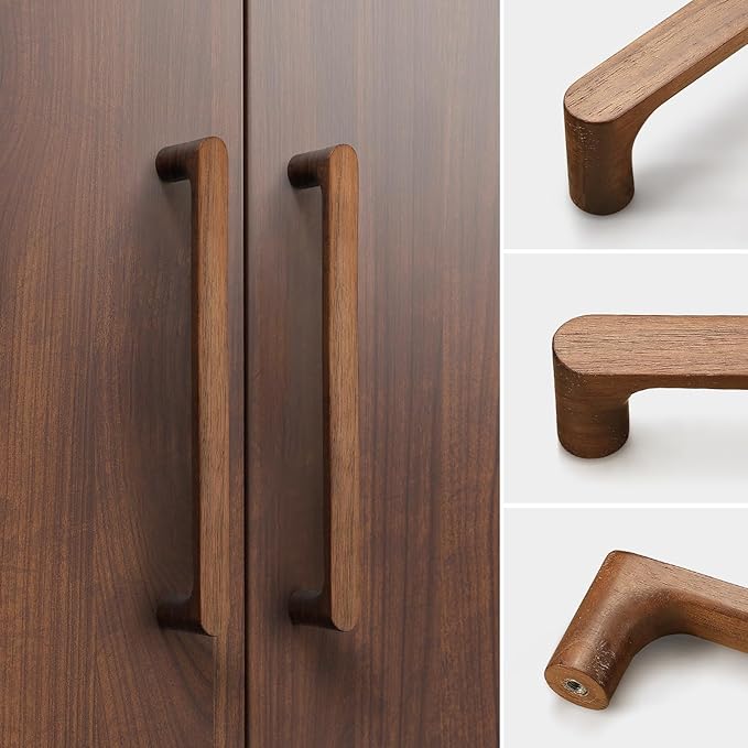 Black Round 7-1/2in 6 pcs Wooden Drawer Pulls Handle pulls for cabinets Kitchen Cabinet Drawer pulls Cabinet Door Pull