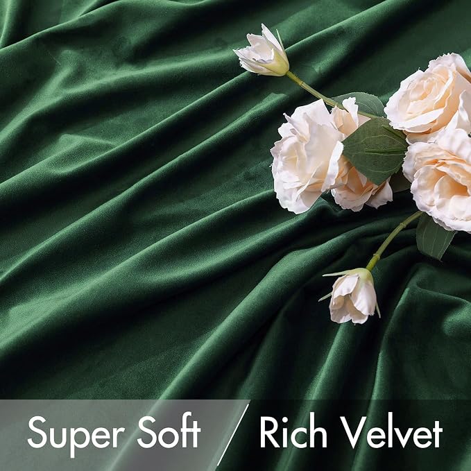MIULEE Velvet Curtains 52x90 inches 2 Panels Hunter Green Blackout Curtains | - Image 4