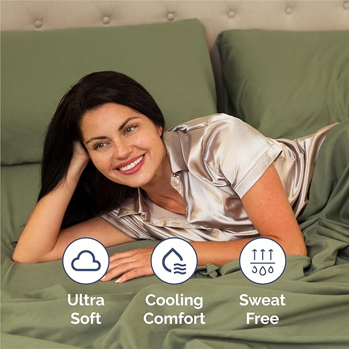 King 6 Piece Sheet Set - Comfy Breathable & Cooling - Ultra-Soft Hotel Luxury Bedding Set with 8-16 Inch Deep Pockets - 1 Flat & 1 Fitted Sheet & 4 Pillowcases - Wrinkle Free & Easy Care - Sage Green