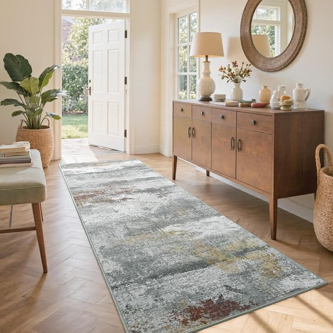 2x6 Ft Washable Runner Rug, Non-Slip Low Pile Hallway Kitchen Area Rug by Cuzwlovita