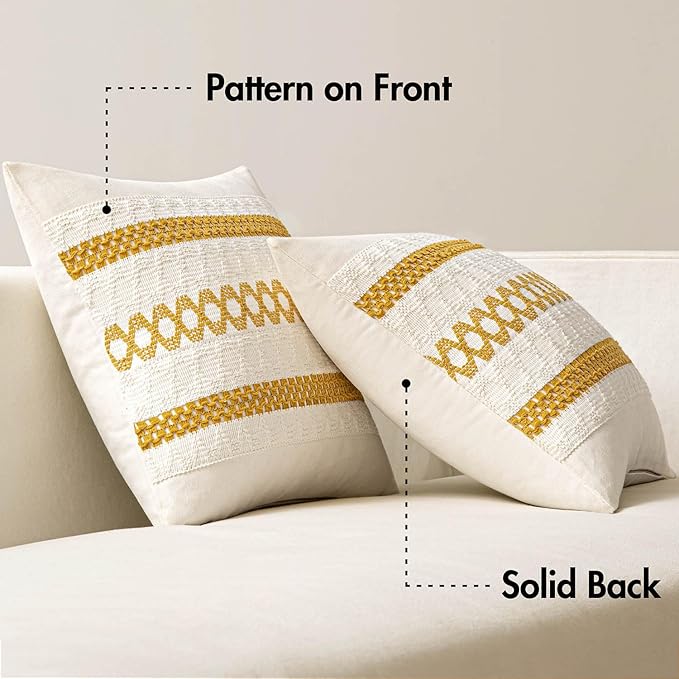 MIULEE Set of 2 Mustard Yellow Boho Decorative Pillow Covers 20x20 Inch | Fall - Image 6