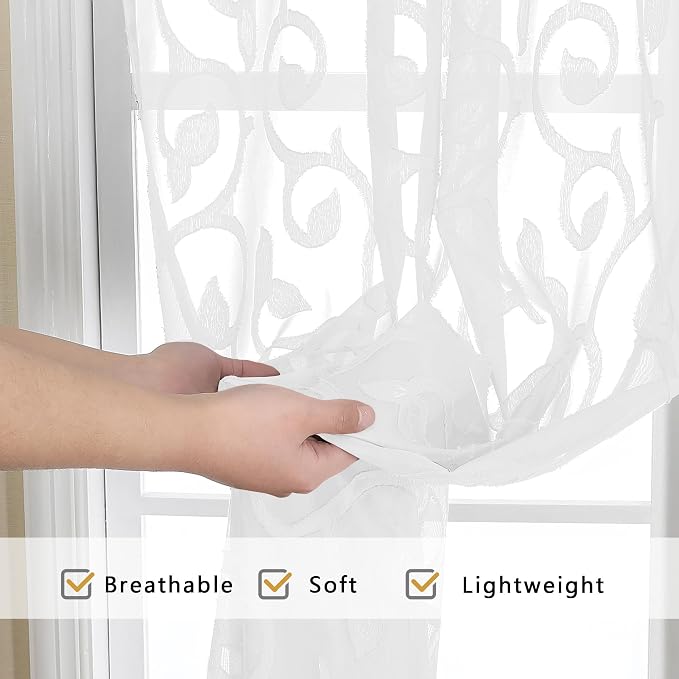 Furman Extra Long Sheer White Curtains 96 inches Long - Image 5