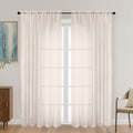 Cream Sheer Curtains 72 Inches Long 2 Panels Set, Light Filtering Sheer Curtains by OVZME