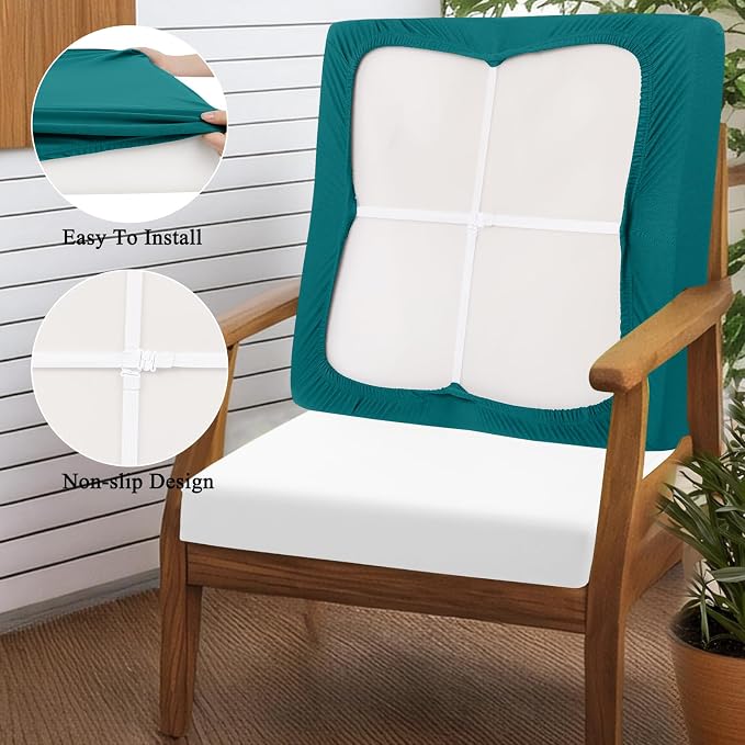 HEBE Outdoor Cushion Covers 12 Pcs, Stretch Patio Sofa Couch Cushion Cover | - Image 4