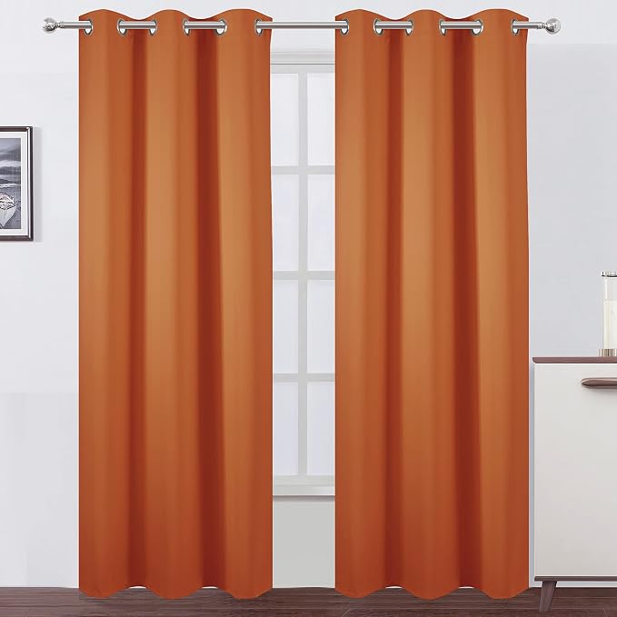 Blackout Curtains 42 x 84 inch/Orange Curtains Set of 2 Panels/Thermal by Lemomo