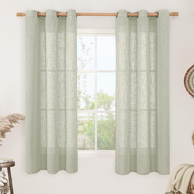 Linen Curtains 63 inch Length 2 Panels by LAMIT