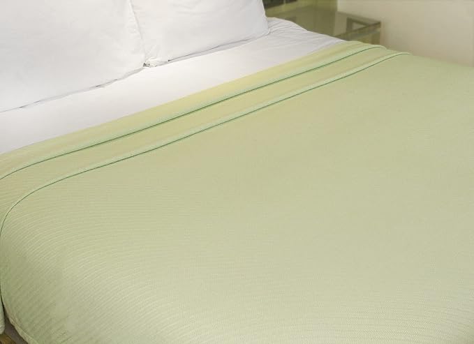COTTON CRAFT Soft Cotton Thermal Blanket - Plush Herringbone Twill - All Season Luxurious Breathable Skin Friendly Lightweight Cooling Throw Blanket - Sofa Couch Travel Camping Dorm - King Sage