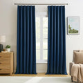 92 Inch Long Curtains Navy Blue Pinch Pleated Draperies by KEQIAOSUOCAI