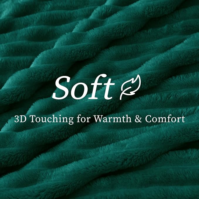 BEDELITE Ribbed Twin Blanket for Couch & Bed, Emerald Green, Warm Yet - Image 4