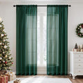 MIULEE Hunter Green Sheer Curtains 54 X 90 Inches, 2 Panels | Solid Color by MIULEE