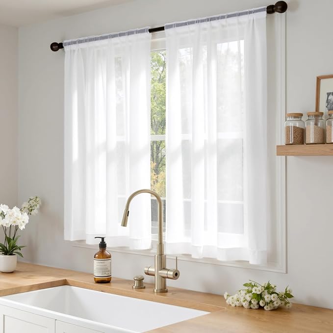 MIULEE 4 Panels White Extra Wide Sheer Curtains 59 x 63 Inches | Light Filtering - Image 2