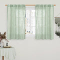 40 Inch Length Linen Curtains for Small Windows Over Silk 2 Panels | Semi Sheer by LAMIT