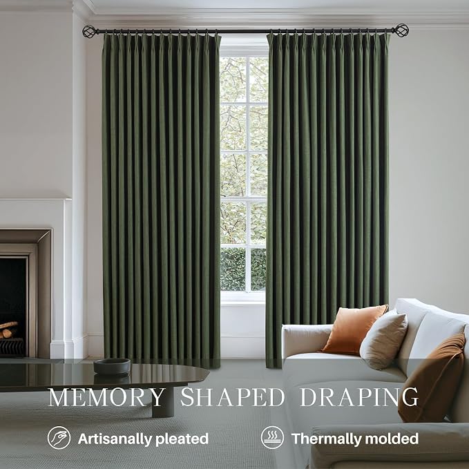 Pinch Pleated Linen Curtains 100% Blackout 84 Inches Long - Image 3