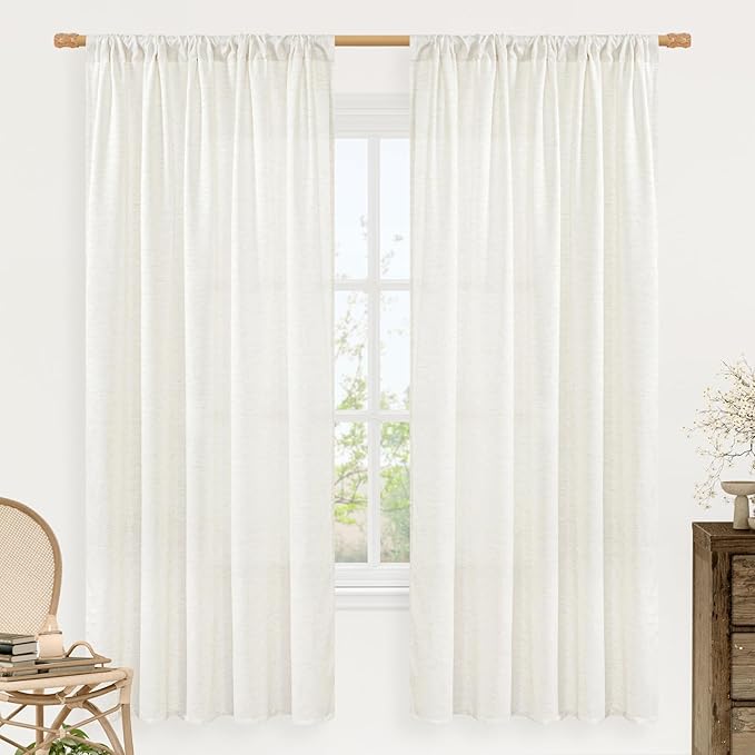 Natural Linen Curtains 72 inch Length by LAMIT