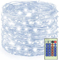 Decute 300Led 99FT Silver Wire Christmas Fairy String Lights Dimmable with Remote Control Starry Lights with UL Cerficated Decorative for Party Wedding Bedroom Christmas Tree Cool White