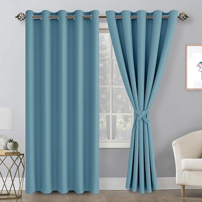 Blackout Curtains for Bedroom, Stone Blue 60 x 84 Inch, 2 Panels | Thermal - Image 8