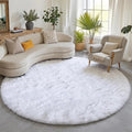 White Round Rugs 6ft for Living Room Bedroom, Fluffy Circle Area Rug for Kids by ONASAR