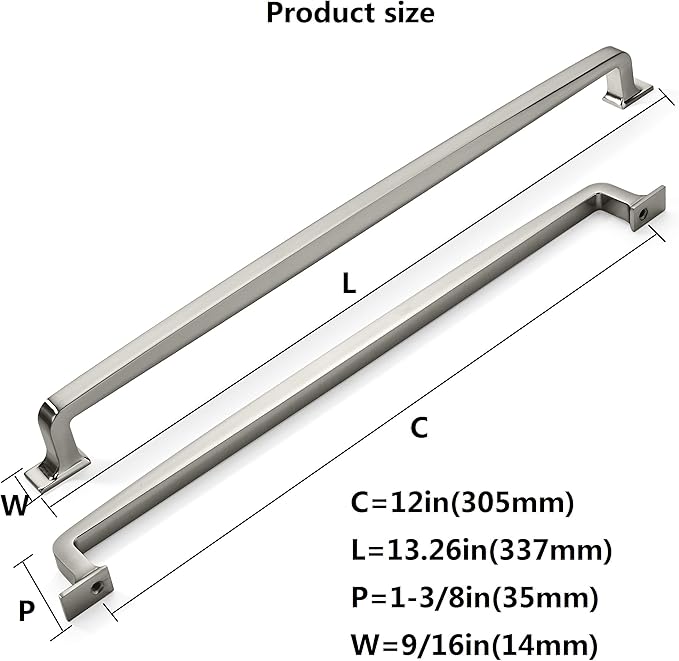 khtumeware 2 Pack 12 Inch Kitchen Cabinet Handles Brushed Satin Nickel Cabinet Pulls Drawer Pulls Kitchen Cabinet Hardware Kitchen Handles for Cabinets Cupboard Handles Drawer Handles