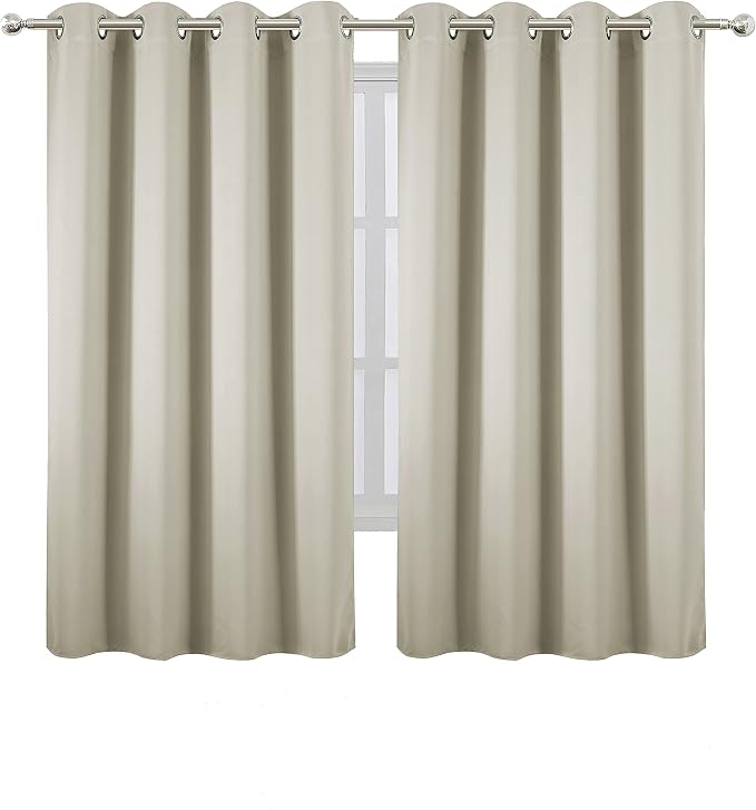 Light Beige Thermal Blackout Curtains/52 x 63 Inch/Set of 2 Panels Room - Image 2