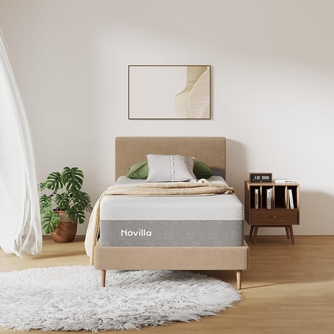 Novilla Twin XL Mattress, 10 Inch Gel Memory Foam XL Twin Mattress for Cool Night & Pressure Relief, Medium Plush Mattresses in a Box, Bliss