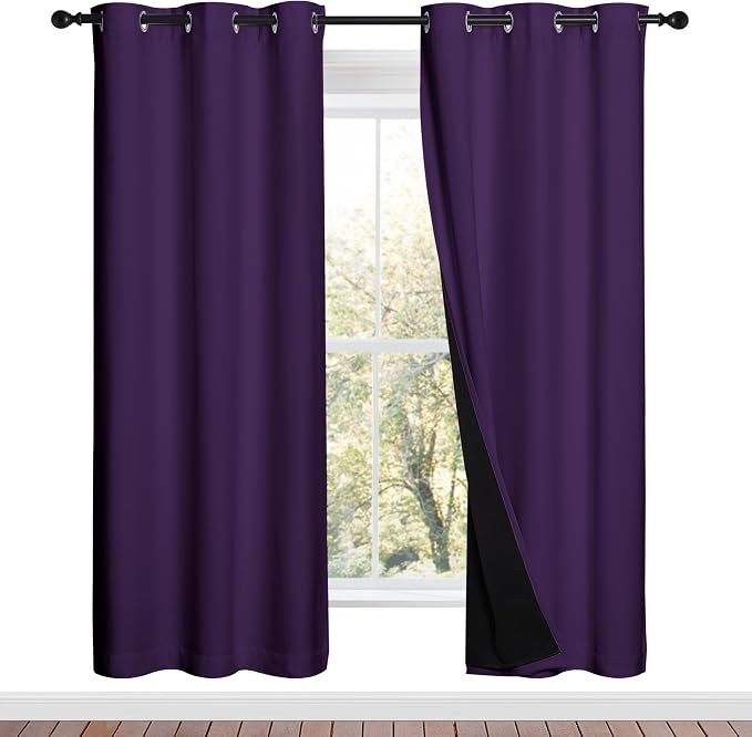 NICETOWN Full Shade Curtain Panels, Royal Purple, 42 x 72 inch, Pair of Energy by NICETOWN