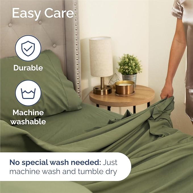 King 6 Piece Sheet Set - Comfy Breathable & Cooling - Ultra-Soft Hotel Luxury Bedding Set with 8-16 Inch Deep Pockets - 1 Flat & 1 Fitted Sheet & 4 Pillowcases - Wrinkle Free & Easy Care - Sage Green