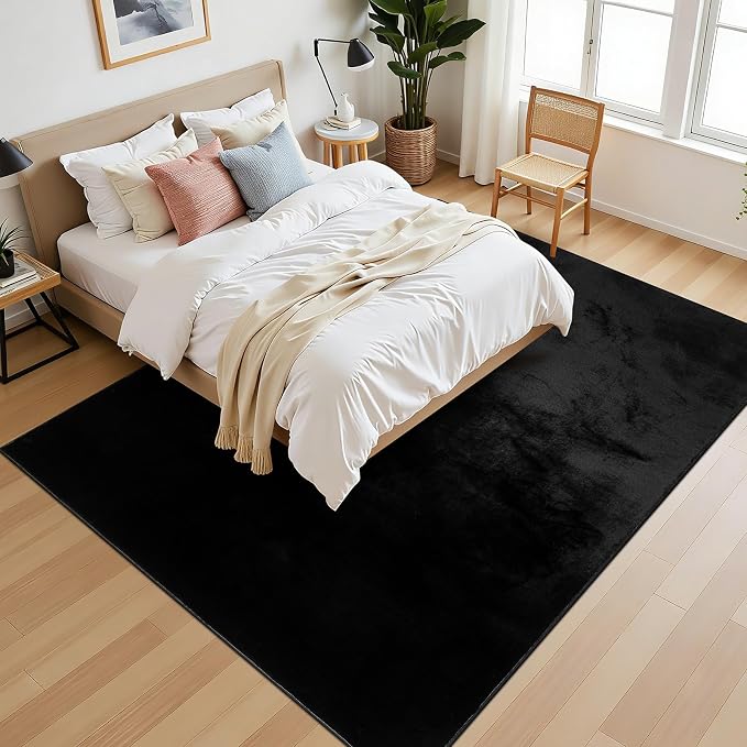 SHACOS Ultra Soft Faux Rabbit Fur Area Rug 5'x7', Non Slip Washable Padded - Image 7