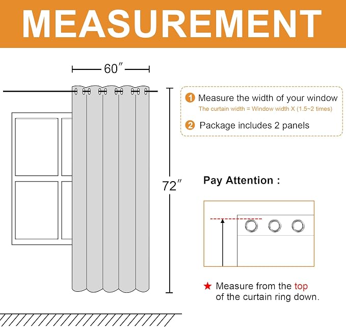 Grommet Blackout Curtains for Bedroom, 60 x 72 Inches - Image 7