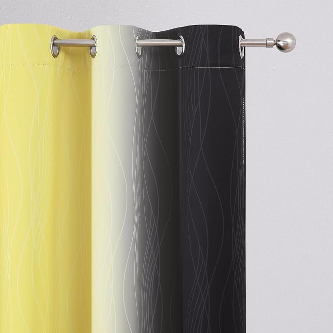Black and Yellow Ombre Blackout Curtains 45 Inches Long | Room Darkening - Image 4
